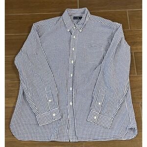 Ralph Lauren Mens XL Gingham Button Down Shirt Navy Blue White Check Cotton